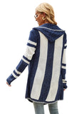 FASHION STRIPED CONTRAST HOODED IRREGULAR LONG SLEEVE SWEATER COAT