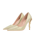 METAL FLOWER POINTED HIGH HEELS WEDDING SHOES