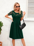 HOLLOW LACE CASUAL SHORT SLEEVE DRESS
