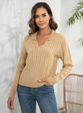 CLASSY LAPEL TWIST PULLOVER LOOSE SWEATER