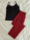 FASHION THIN SLING PLAID HOME SUIT