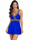CONSERVATIVE V-NECK BIKINI SWIMSUIT