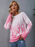 CLASSY PULLOVER KNITTED ROUND NECK PRINTED SWEATER