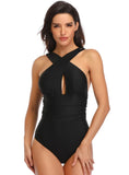 SEXY CROSS-GATHERED ONE-PIECE SWIMSUIT