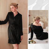 FASHION SEXY SILK LOTUS LEAF SLEEVE NIGHTGOWN