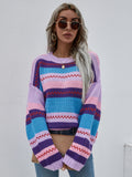 STYLISH RAINBOW PULLOVER LOSSE SWEATER