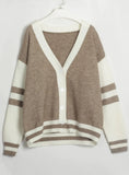 FASHION CONTRAST CARDIGAN LOOSE KNIT SWEATER