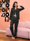 CLASSY COTTON STRIPED PRINTED LONG-SLEEVED PAJAMAS SET