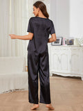 CASUAL V-NECK SHORT-SLEEVED TROUSERS SUIT
