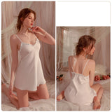 SEXY SATIN PAJAMAS SUSPENDER NIGHTDRESS SUIT