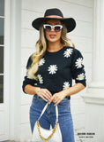 Short Daisy Round Neck Flower Sweater