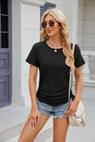 SOLID COLOR ROUND NECK LOOSE SHORT SLEEVE T-SHIRT