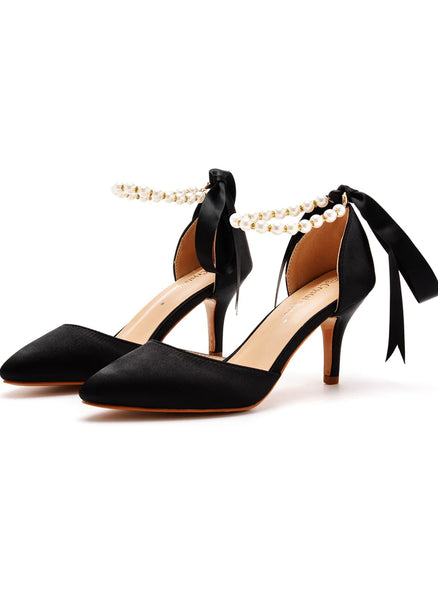 THIN-HEELED RHINESTONE BEADED SANDALS