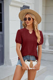 SOLID COLOR V-NECK LOOSE SHORT-SLEEVED T-SHIRT