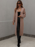 FASHION LONG CARDIGAN SOLID COLOR KNITTED SWEATER