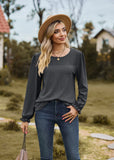SPLICED ROUND NECK LONG SLEEVE T-SHIRT