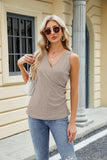 SOLID COLOR V-NECK BUTTON SLEEVELESS VEST