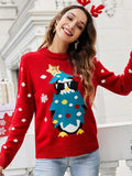 CLASSY ROUND NECK LONG SLEEVE SEQUINED ANIMAL CHRISTMAS SWEATER