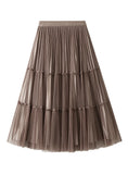BEADED GAUZE PLEATED SKIRT
