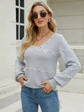 CLASSY LONG-SLEEVED U-NECK KNITTED LOOSE PULLOVER SWEATER