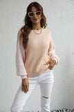 CLASSY ROUND NECK LONG SLEEVE STRIPED LOOSE SWEATER