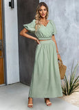 SOLID COLOR TOP LONG SKIRT SUIT