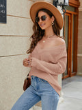 FASHION SOLID COLOR KNITTED V-NECK SWEATER