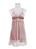 FASHION SEXY SATIN LACE SUSPENDER NIGHTDRESS