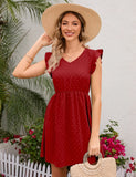 WOODEN EAR V-NECK HOLIDAY CASUAL DRESS