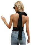FASHION KNITTED SUSPENDER BACKLESS SOLID COLOR VEST