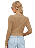 STYLISH SOLID COLOR LONG SLEEVE SLIM SHORT SWEATER