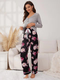 FASHION FLOWER PRINTED LONG-SLEEVED TROUSERS PAJAMAS SET