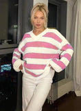 CLASSY AUTUMN AND WINTER FASHION STRIPED TOP SWEATER