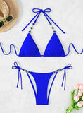 SEXY HALTER SOLID COLOR BEACH BIKINI