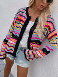 CLASSY WOMEN LOOSE RAINBOW STRIPED SWEATER