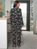 FASHION FALL/WINTER LAPEL LONG SLEEVE PANTS PAJAMA SET