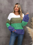 Spliced Contrast Loose Pullover Sweater
