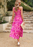 ONE SHOULDER PRINTED POCKET LONG DRESS