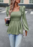 LONG-SLEEVED SOLID COLOR SHIRT BLOUSE