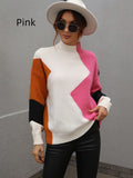 CLASSY LOOSE COLOR MATCHING ROUND NECK SWEATER PULLOVER