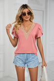 V-NECK SHORT SLEEVE SOLID COLOR T-SHIRT