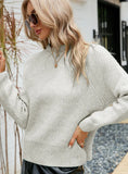 CLASSY ROUND NECK SOLID COLOR PULLOVER LONG SLEEVE SWEATER