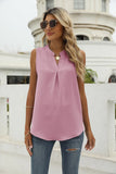 SOLID COLOR CHIFFON SHIRT V-NECK VEST