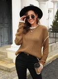 Stitching Striped Contrast Crewneck Sweater