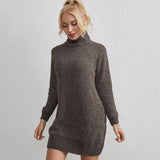 CLASSY HIGH-NECKED CHENILLE KNITTED SWEATER DRESS