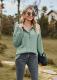 SOLID COLOR LAPEL BUTTON LOOSE LONG SLEEVE TOP