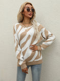 Women Round Neck Striped Sweater