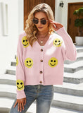 FASHION LONG SLEEVE LOOSE SMILEY KNIT SWEATER