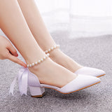 4 CM POINTED THICK HEEL SANDALS