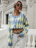 FASHION SINGLE-BREASTED PRINTED ROUND NECK SWEATER COAT